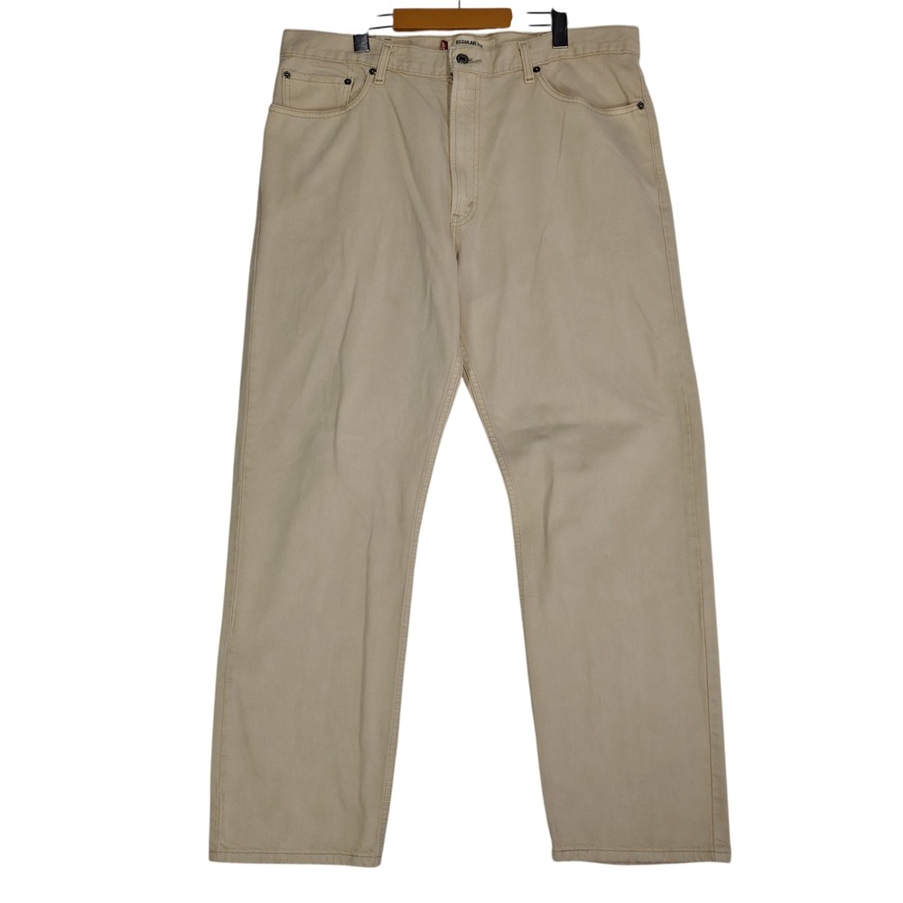 Levis 505 Regular Fit Jeans Mens 40x32 Tan Khaki Straight Leg Cotton Denim Pants